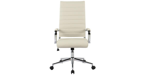 DREHSTUHL Chromfarben, Beige  - Chromfarben/Beige, KONVENTIONELL, Leder/Kunststoff (63,5/103/112.5/55,5cm) - Venda
