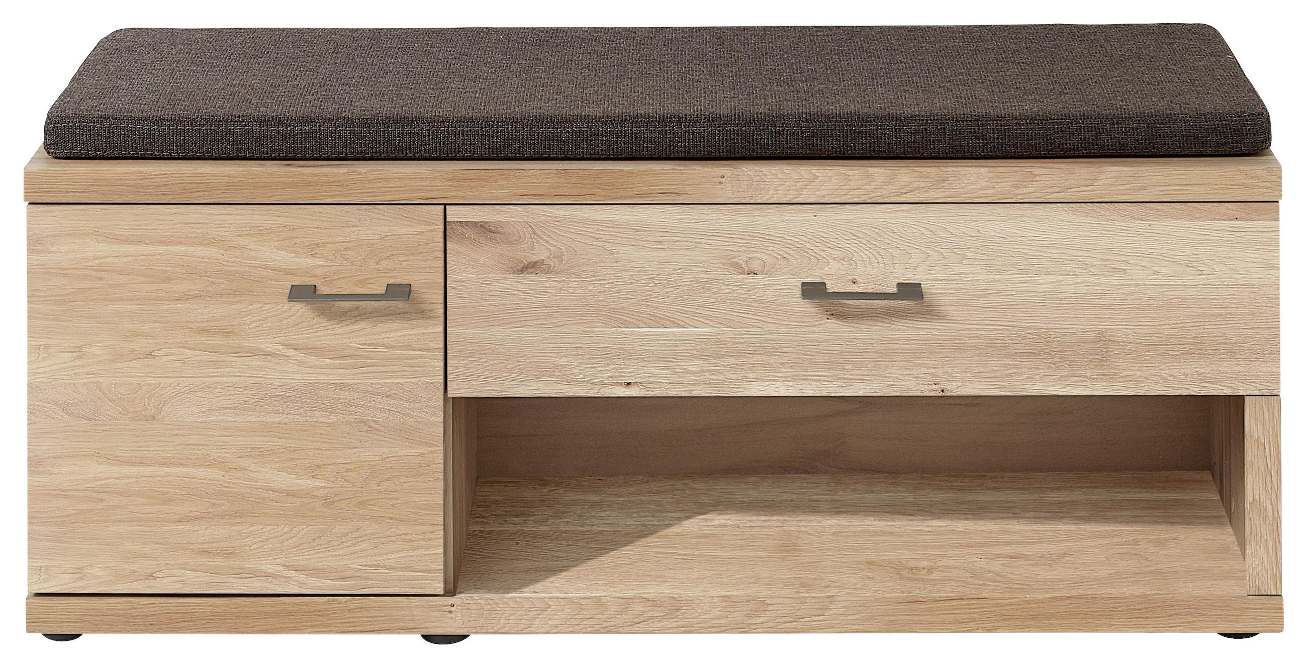 GARDEROBENBANK Wildeiche furniert, massiv Eichefarben - Eichefarben/Braun, Basics, Holz/Textil (126/54/39cm) - Linea Natura