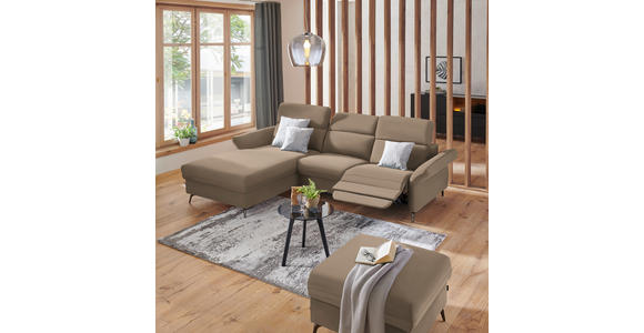 ECKSOFA in Echtleder Hellbraun  - Hellbraun/Schwarz, Natur, Leder/Metall (199/285cm) - Valnatura