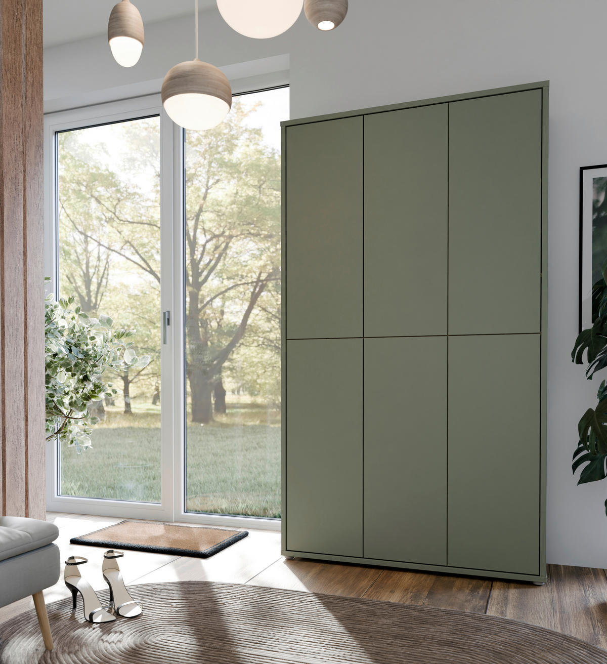 SCHUHSCHRANK Salbeigrün  - Salbeigrün/Grau, Basics, Holzwerkstoff/Kunststoff (110/192/35cm) - Xora
