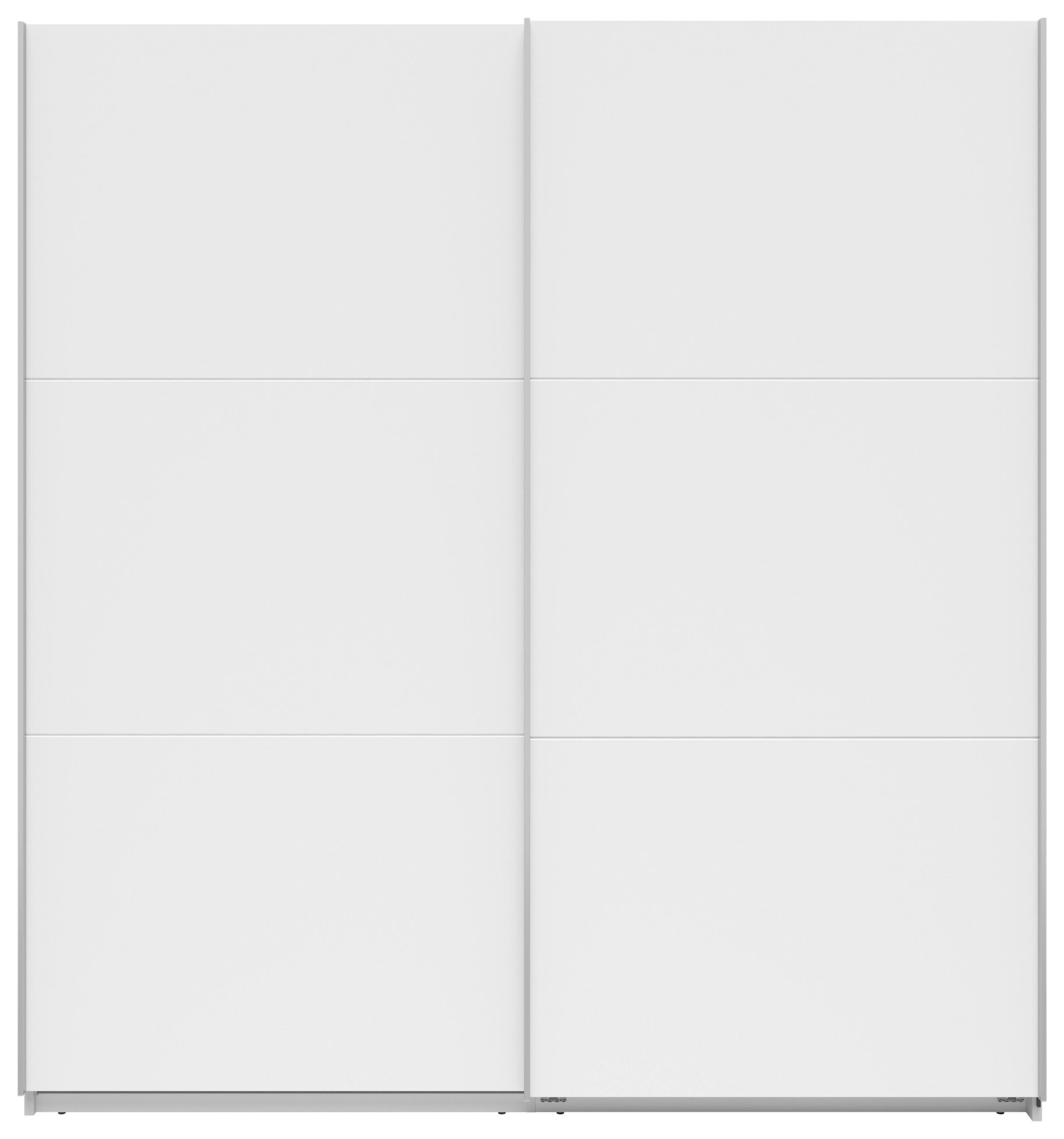 SCHWEBETÜRENSCHRANK 200/216/64 cm 2-türig Weiß  - Silberfarben/Weiß, Basics, Holzwerkstoff/Metall (200/216/64cm) - Boxxx