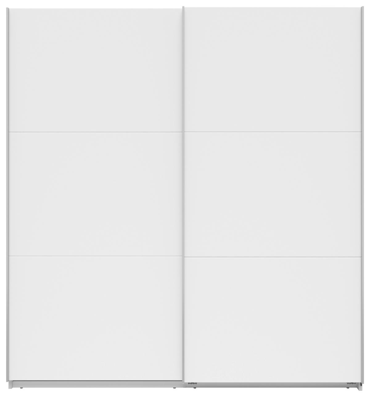 SCHWEBETÜRENSCHRANK 200/216/64 cm 2-türig Weiß  - Silberfarben/Weiß, Basics, Holzwerkstoff/Metall (200/216/64cm) - Boxxx