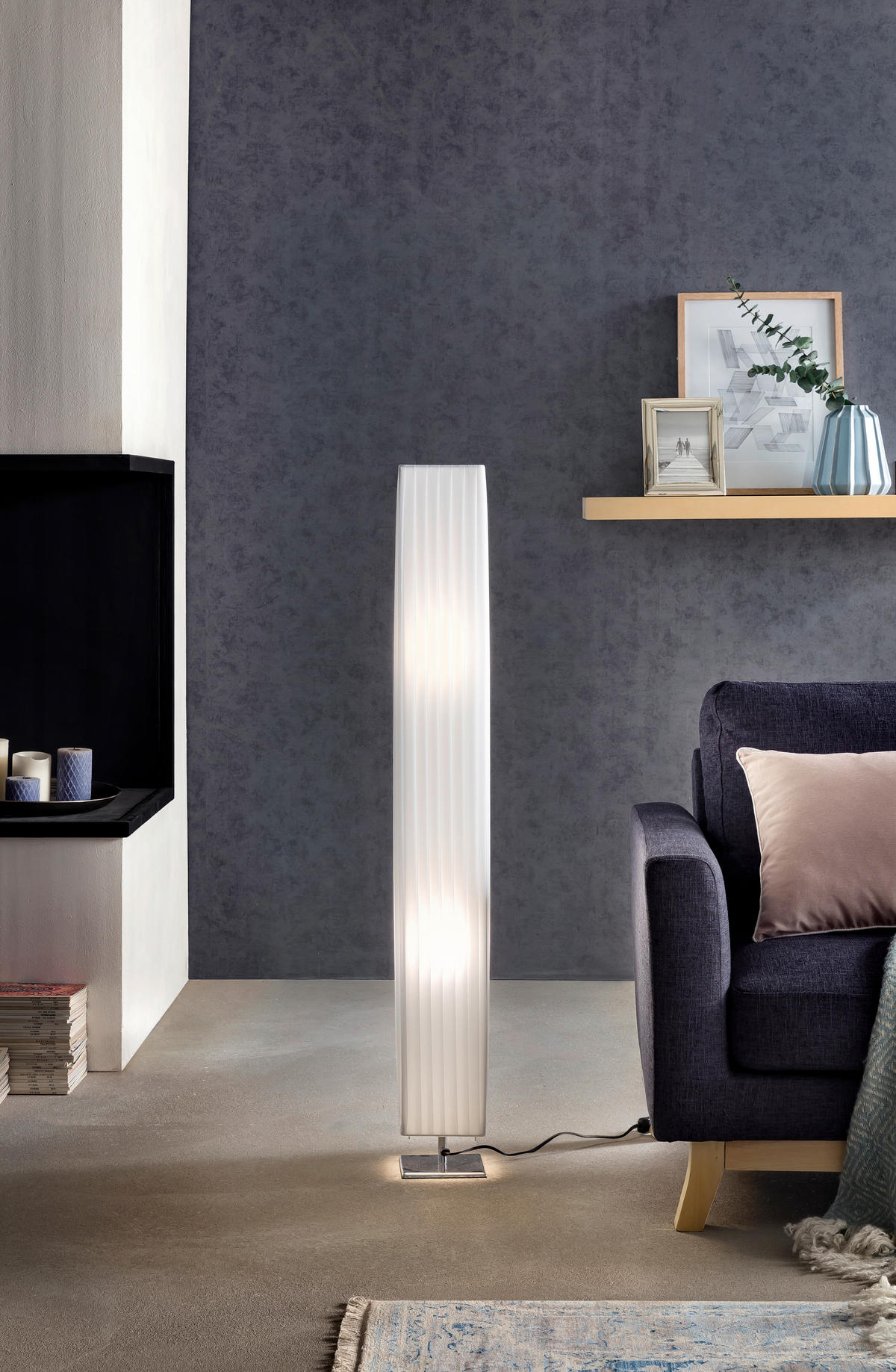 STEHLEUCHTE  15/120/15 cm   - Silberfarben/Weiß, Design, Kunststoff/Metall (15/120/15cm) - P & B