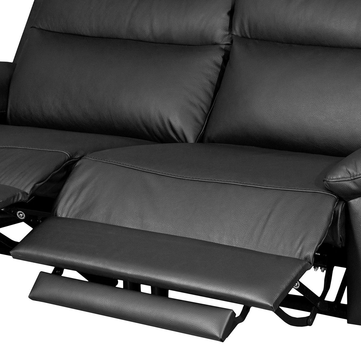 2,5-SITZER 216/95/96 cm PERLE in Echtleder Schwarz   - Chromfarben/Schwarz, Design, Leder/Metall (216/95/96cm) - Livetastic