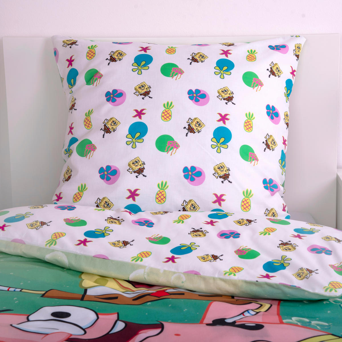 JUGENDBETTWÄSCHE SPONGEBOB Renforcé 135/200 cm  - Gelb/Rosa, Basics, Textil (135/200cm) - Herding