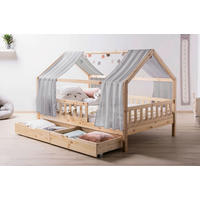 HAUSBETT 100/200 cm,  in Grau, Naturfarben  - Naturfarben/Grau, MODERN, Holz/Textil (100/200cm) - MID.YOU