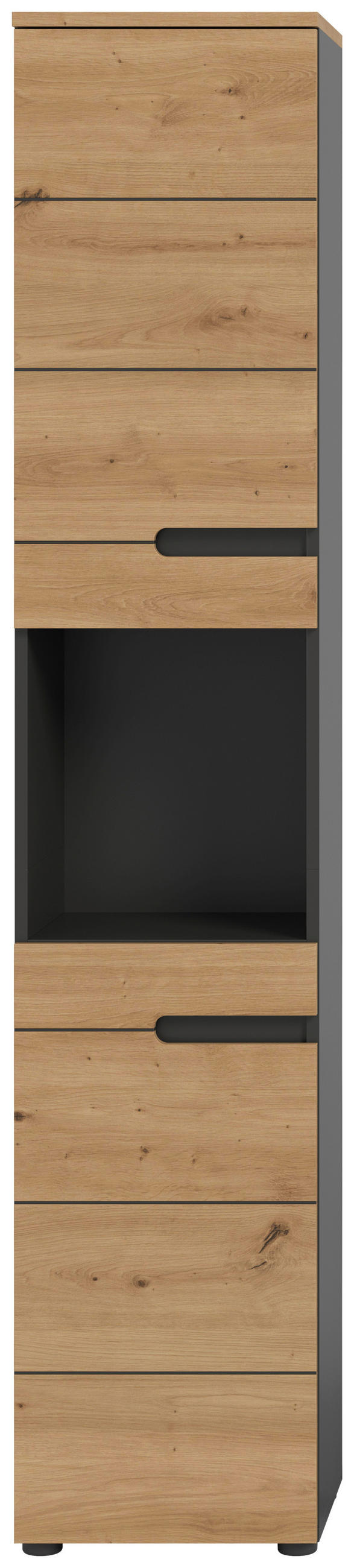 HOCHSCHRANK 38/193/34 cm  - Dunkelgrau/Schwarz, MODERN, Holzwerkstoff/Kunststoff (38/193/34cm) - MID.YOU