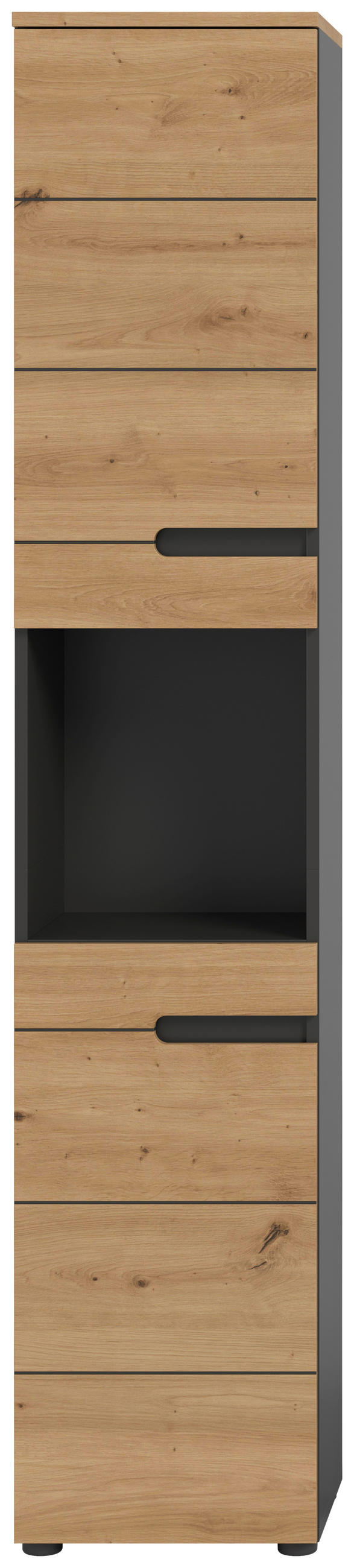 HOCHSCHRANK 38/193/34 cm  - Dunkelgrau/Schwarz, MODERN, Holzwerkstoff/Kunststoff (38/193/34cm) - MID.YOU