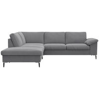 ECKSOFA Grau Chenille, Webstoff, Flachgewebe  - Schwarz/Alufarben, Design, Textil/Metall (225/247cm) - Livetastic