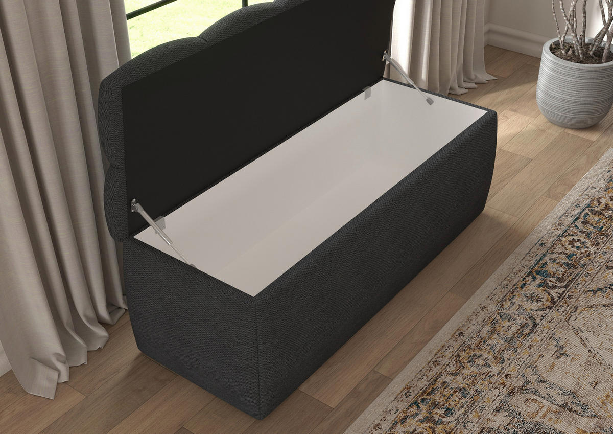 BETTBANK Bouclé Dunkelgrau  - Dunkelgrau/Schwarz, Basics, Kunststoff/Textil (141/50/40cm) - Chameo
