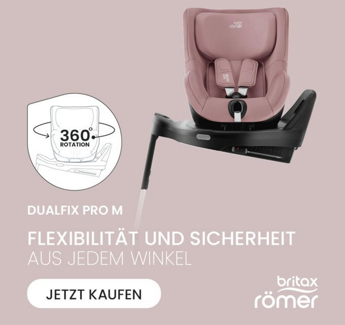 REBOARDER-KINDERSITZ Dualfix Pro M  - Altrosa, Basics, Kunststoff/Textil (44/48/74cm) - Britax Römer