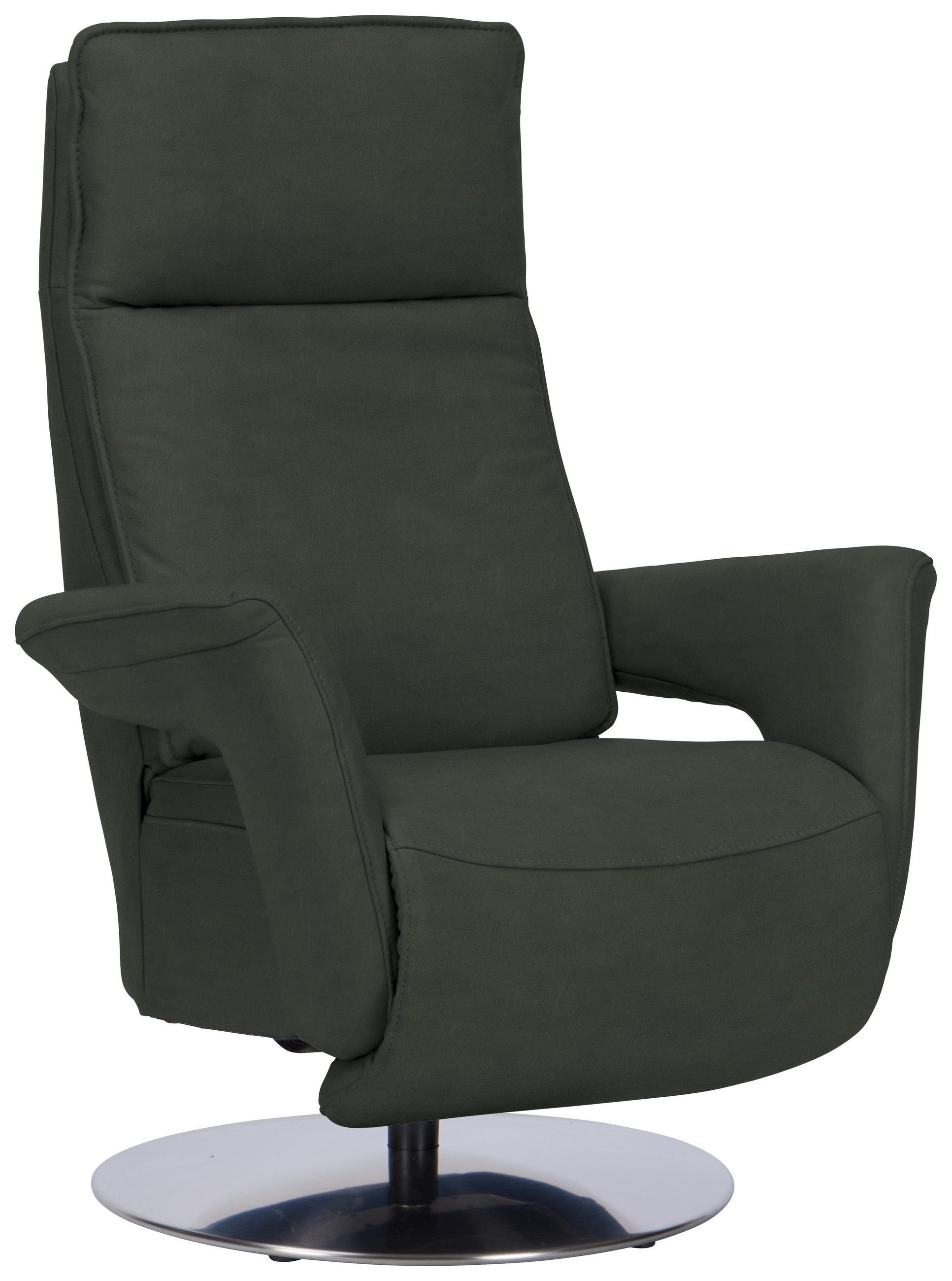 RELAXSESSEL in Leder Dunkelgrün  - Dunkelgrün/Edelstahlfarben, Design, Leder/Metall (83/112/87-174cm) - Valdera