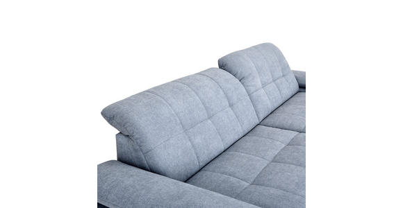 ECKSOFA  in Webstoff Blaugrau Rücken echt, Kopfteilverstellung  265/180 cm  - Blaugrau/Schwarz, Design, Textil/Metall (265/180cm) - Carryhome
