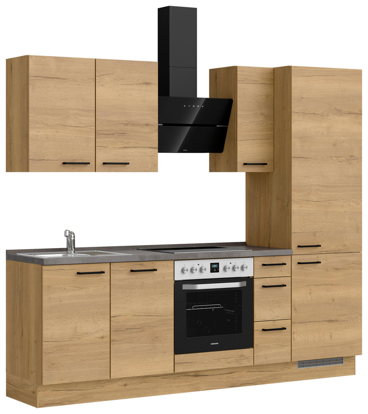 KÜCHENBLOCK 240 cm   in Eichefarben, Schieferfarben  - Schieferfarben/Eichefarben, MODERN, Holzwerkstoff/Metall (240cm) - Nobilia