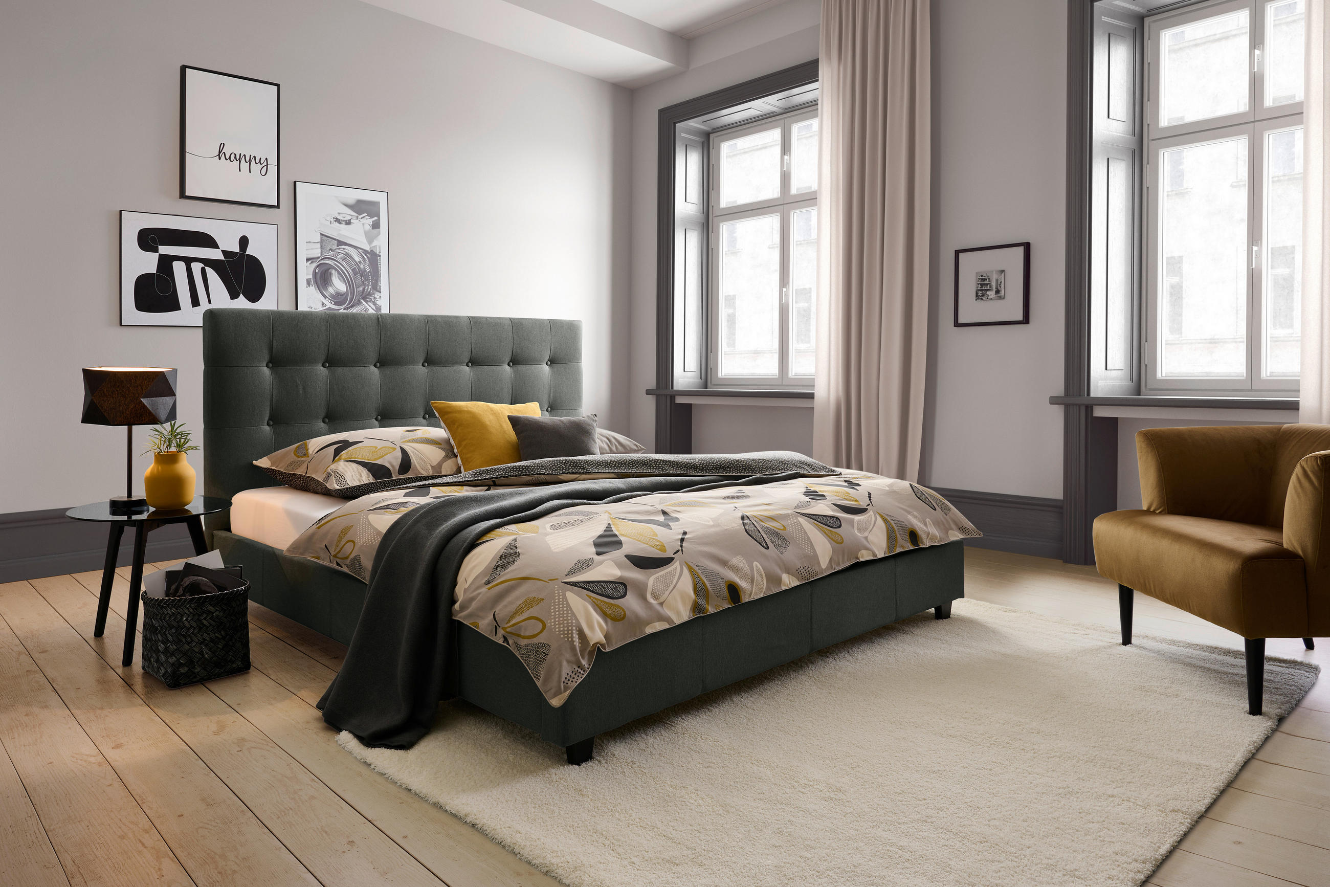 TAPECIRANI KREVET   180/200 cm   antracit  - antracit, Moderno, drvo/tekstil (180/200cm) - Carryhome