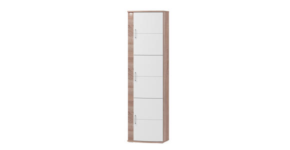 SCHRANK in Weiß, Eichefarben - Eichefarben/Alufarben, Design, Holzwerkstoff/Metall (58,5/217,2/40,4cm) - Xora