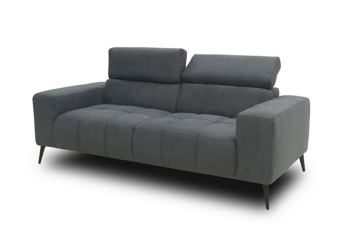 2-SITZER-SOFA TRENTO Mikrofaser Dunkelgrau  - Dunkelgrau/Schwarz, MODERN, Textil/Metall (208/79/104cm) - MID.YOU
