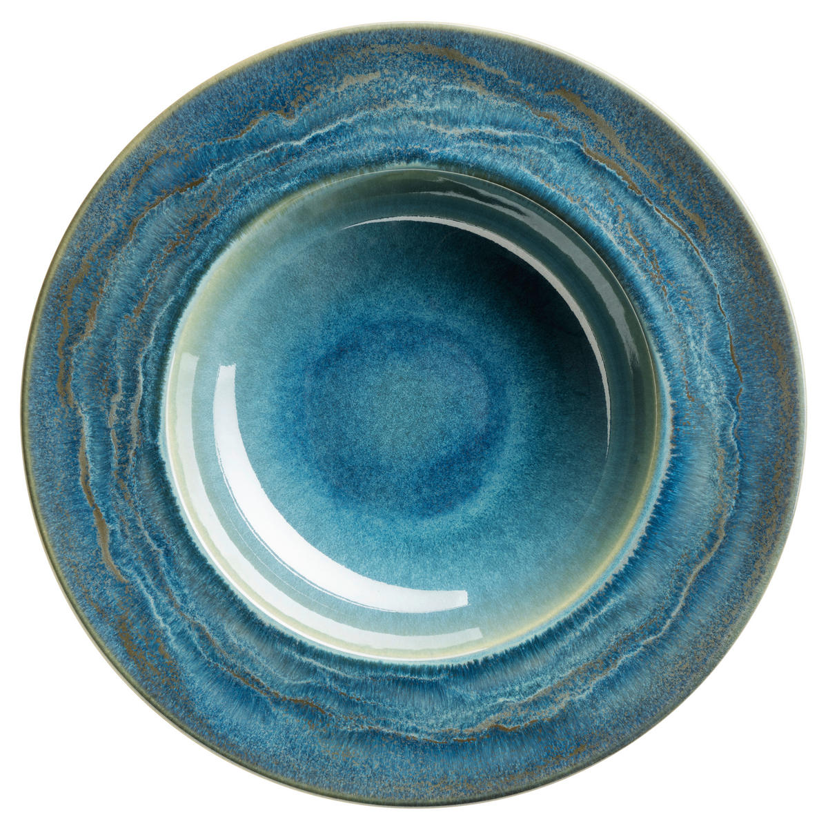 PASTATELLERSET TIEFER SEE 4-teilig  - Blau/Grün, Basics, Keramik (27/5,5cm) - Gipfelstück