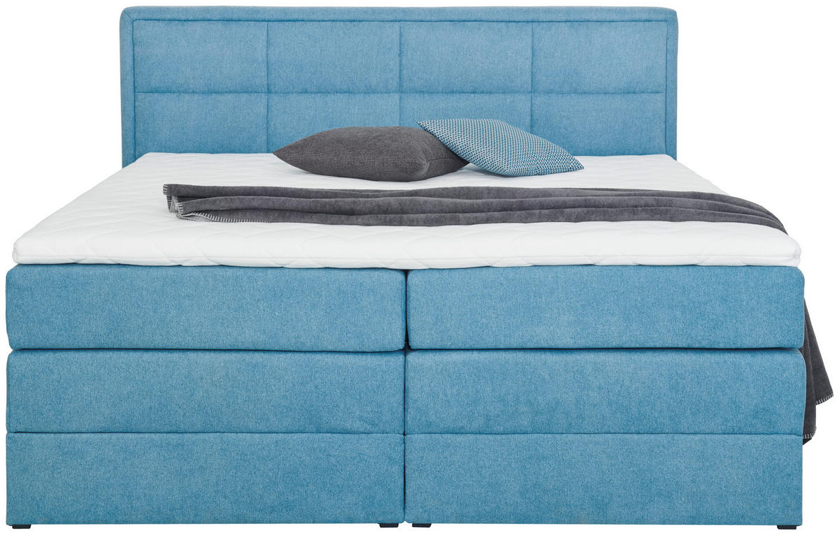 BOXSPRINGBETT 160/200 cm  in Blau  - Blau/Schwarz, KONVENTIONELL, Kunststoff/Textil (160/200cm) - Carryhome
