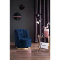 SESSEL in Samt Dunkelblau  - Goldfarben/Dunkelblau, MODERN, Textil/Metall (68/77/57cm) - Livetastic