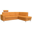 ECKSOFA in Chenille Gelb  - Chromfarben/Gelb, Design, Textil (261/198cm) - Xora