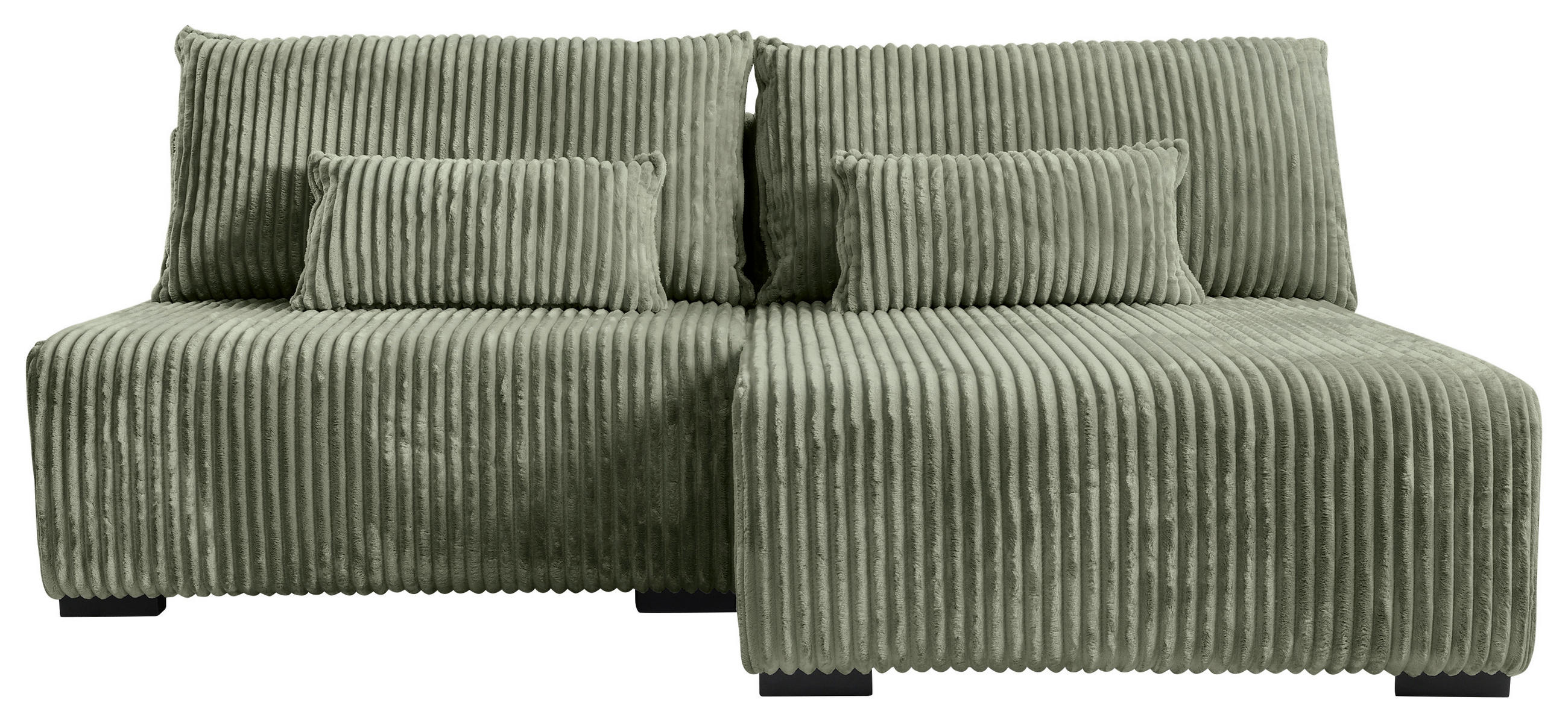 ECKSOFA in Cord Olivgrün  210/145 cm  - Schwarz/Olivgrün, MODERN, Holz/Textil (210/145cm) - Carryhome