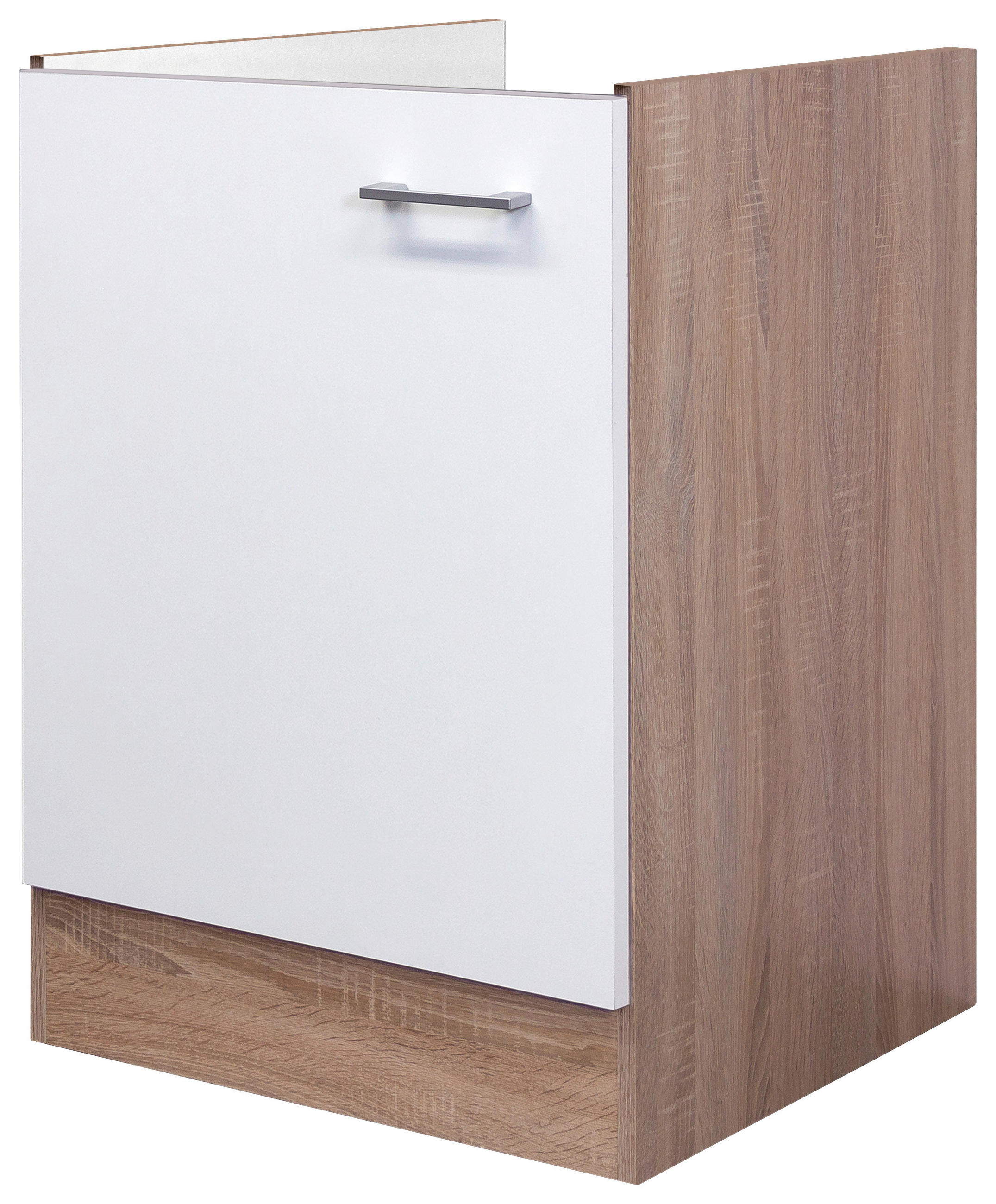 SPÜLENUNTERSCHRANK 50/82/57 cm in Weiß, Sonoma Eiche - Alufarben/Weiß, KONVENTIONELL, Holzwerkstoff/Kunststoff (50/82/57cm) - FlexWell