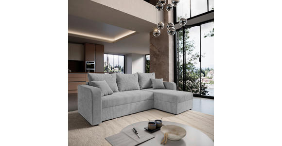 ECKSOFA  in Cord Grau  - Schwarz/Grau, KONVENTIONELL, Kunststoff/Textil (238/144cm) - Carryhome