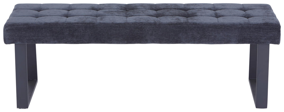 SITZBANK 140/49/48 cm Webstoff Dunkelgrau  - Dunkelgrau/Schwarz, MODERN, Textil/Metall (140/49/48cm) - MID.YOU