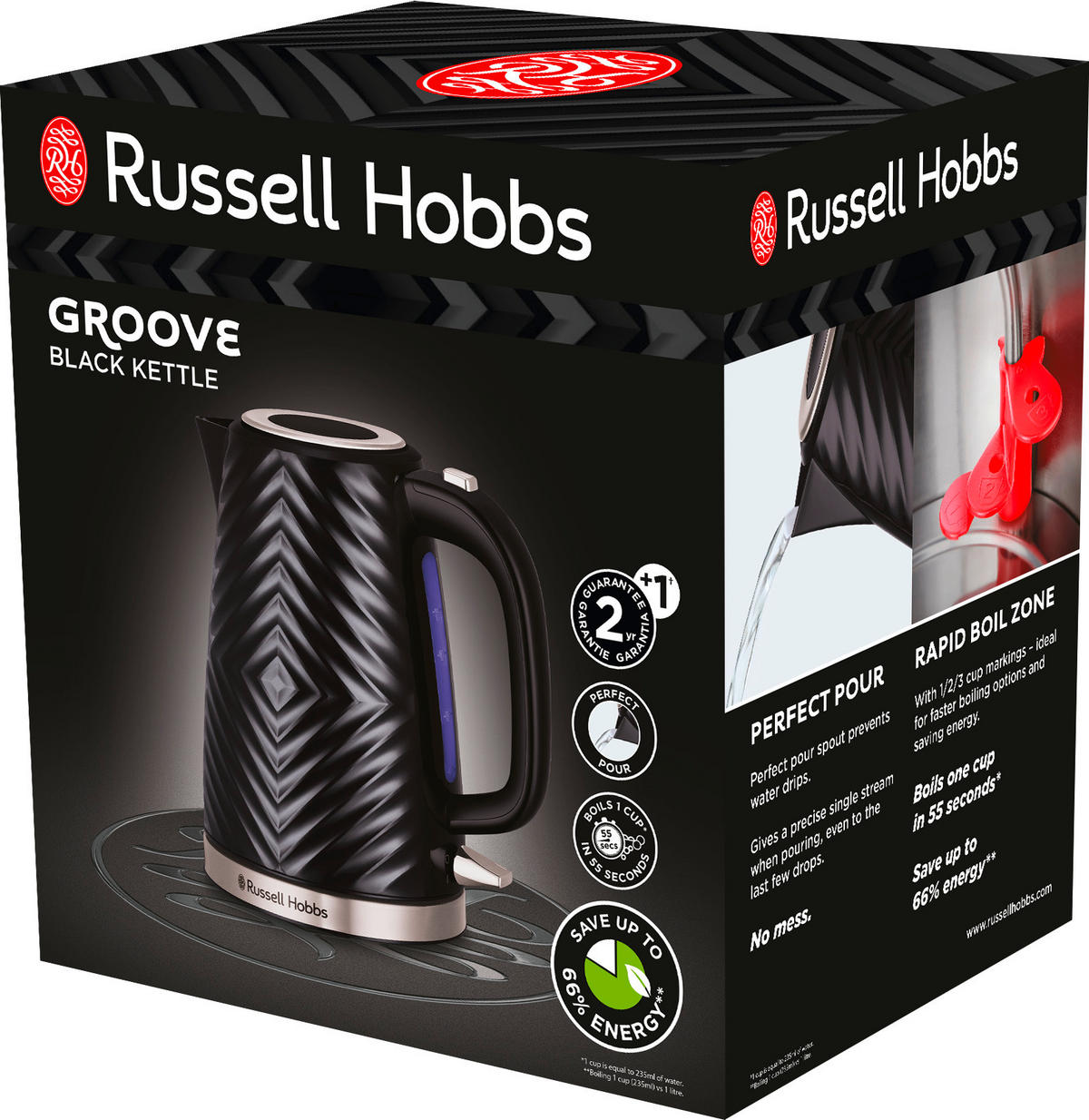 WASSERKOCHER 1,7 l  - Schwarz, Basics, Kunststoff (16,5/24,5/21,5cm) - Russell Hobbs