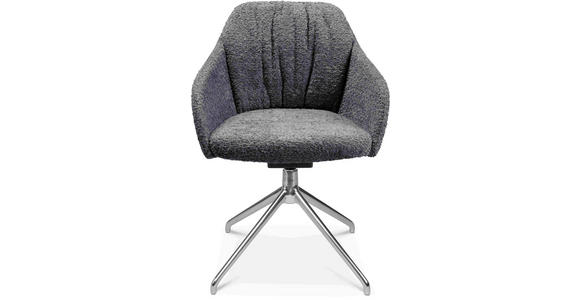 ARMLEHNSTUHL in Aluminium Bouclé - Dunkelgrau/Alufarben, Design, Textil/Metall (58/81,5-84,5/60cm) - Johann Jakob