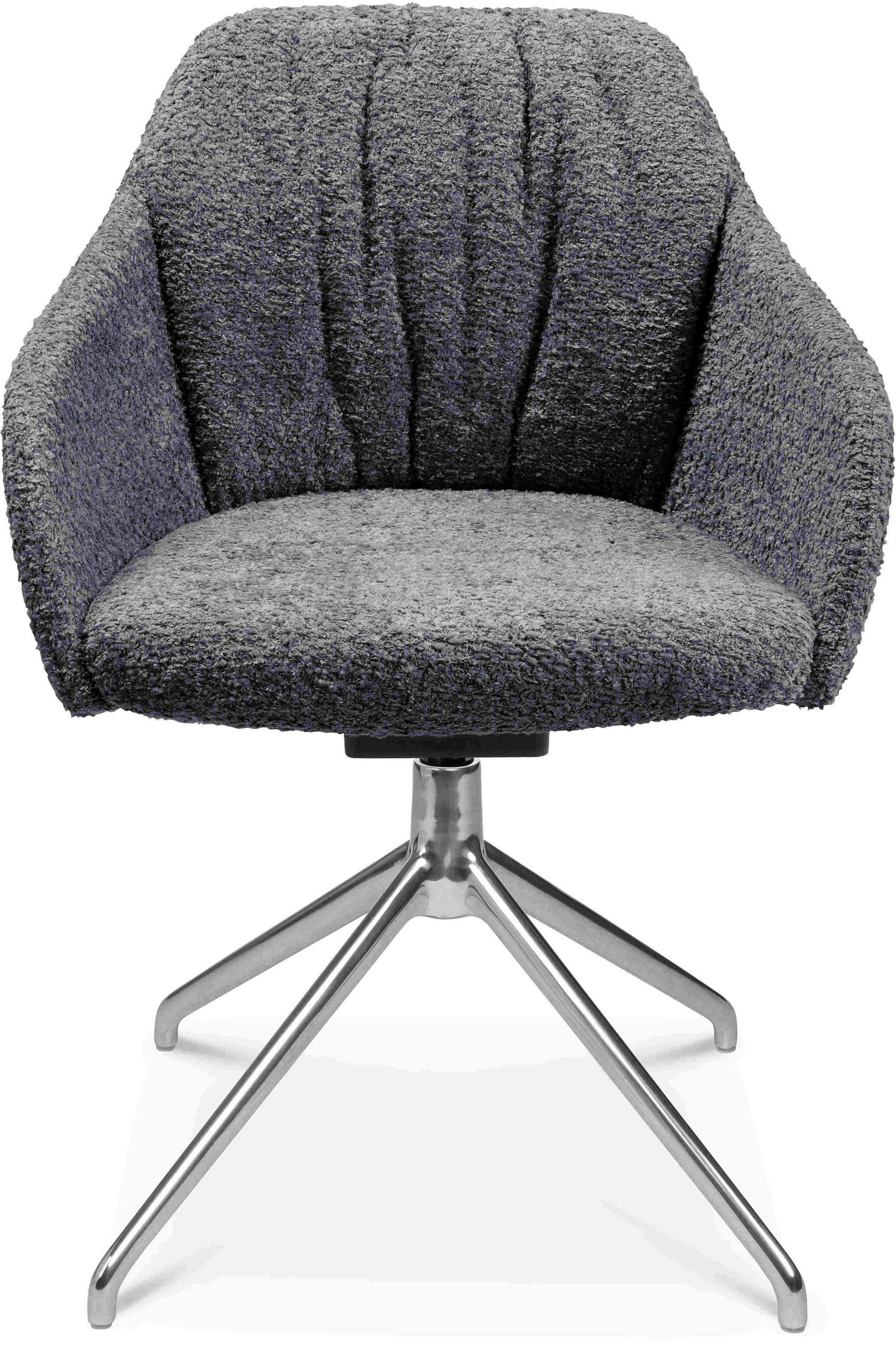 ARMLEHNSTUHL  in Aluminium Bouclé  - Dunkelgrau/Alufarben, Design, Textil/Metall (58/81,5-84,5/60cm) - Johann Jakob