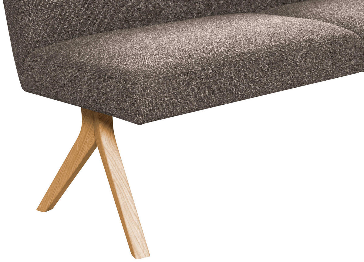 ECKBANK 238/172 cm Webstoff Braun Eiche vollmassiv   - Eichefarben/Braun, KONVENTIONELL, Holz/Textil (238/172cm) - Linea Natura