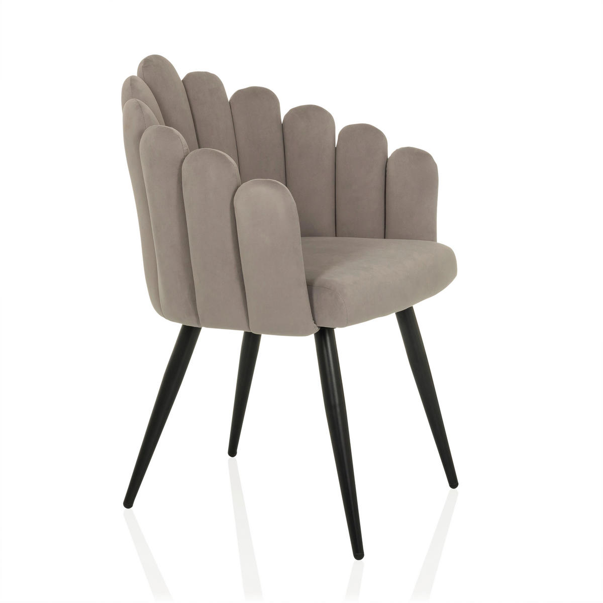 STOL MED ARMSTÖD sammet  - grå, Modern, metall/textil (63/84/56cm) - MID.YOU