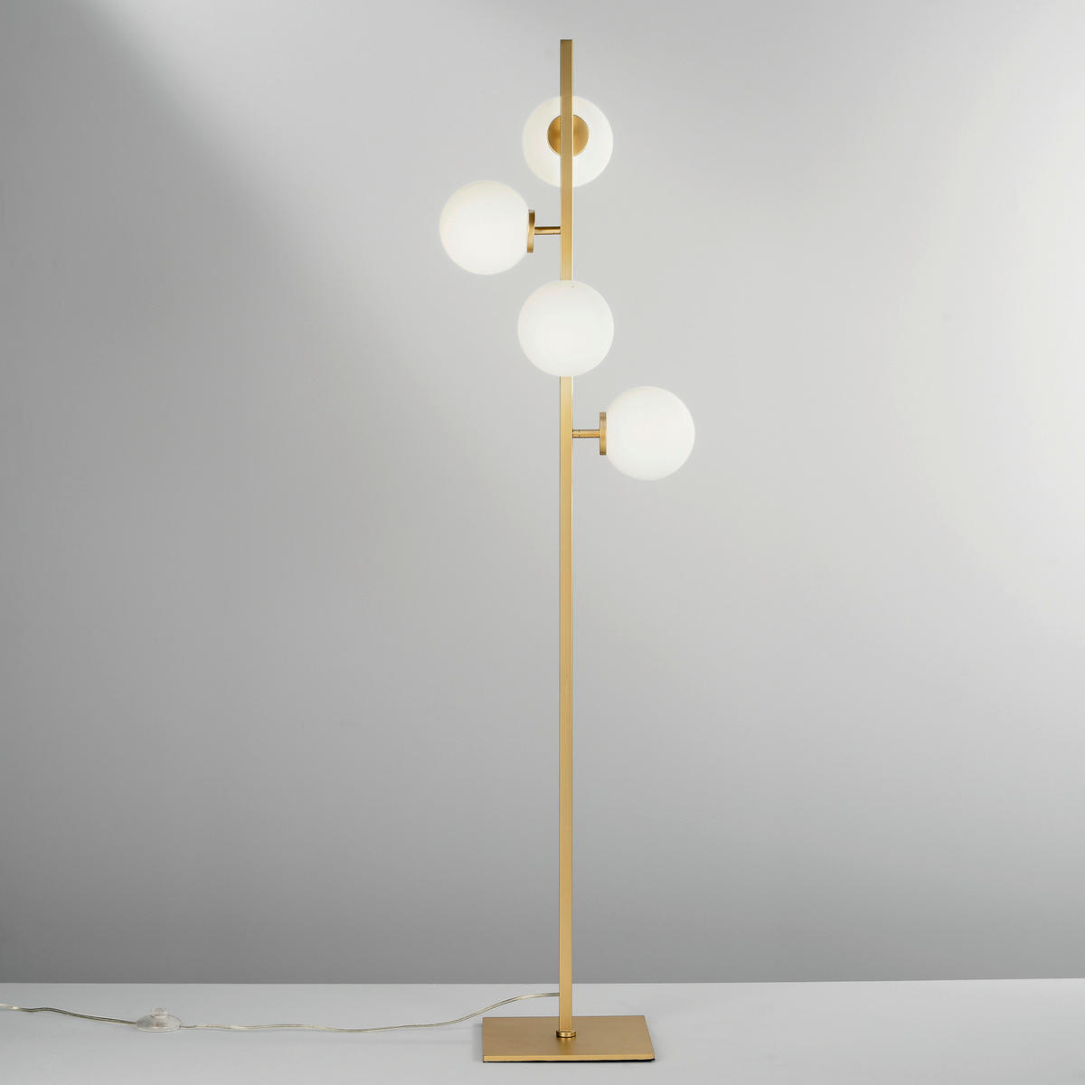 STEHLEUCHTE 37,5/25/149,80 cm    - Goldfarben/Weiß, Trend, Glas/Metall (37,5/25/149,80cm)