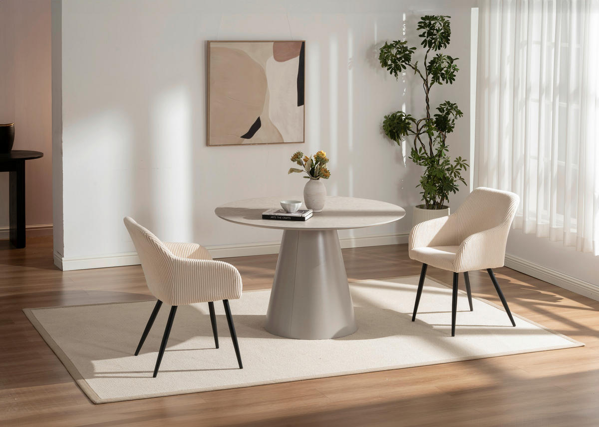 ARMLEHNSTUHL  in Eisen Cord  - Beige/Schwarz, Trend, Holz/Textil (55/84/60cm) - Livetastic