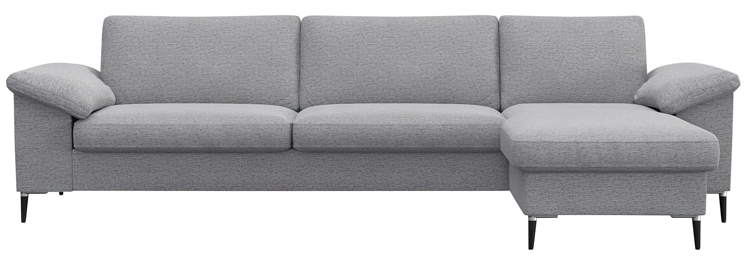 ECKSOFA Hellgrau Flachgewebe  - Hellgrau/Alufarben, Design, Textil/Metall (274/159cm) - Livetastic