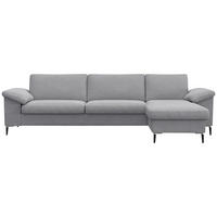 ECKSOFA Hellgrau Flachgewebe  - Hellgrau/Alufarben, Design, Textil/Metall (274/159cm) - Livetastic