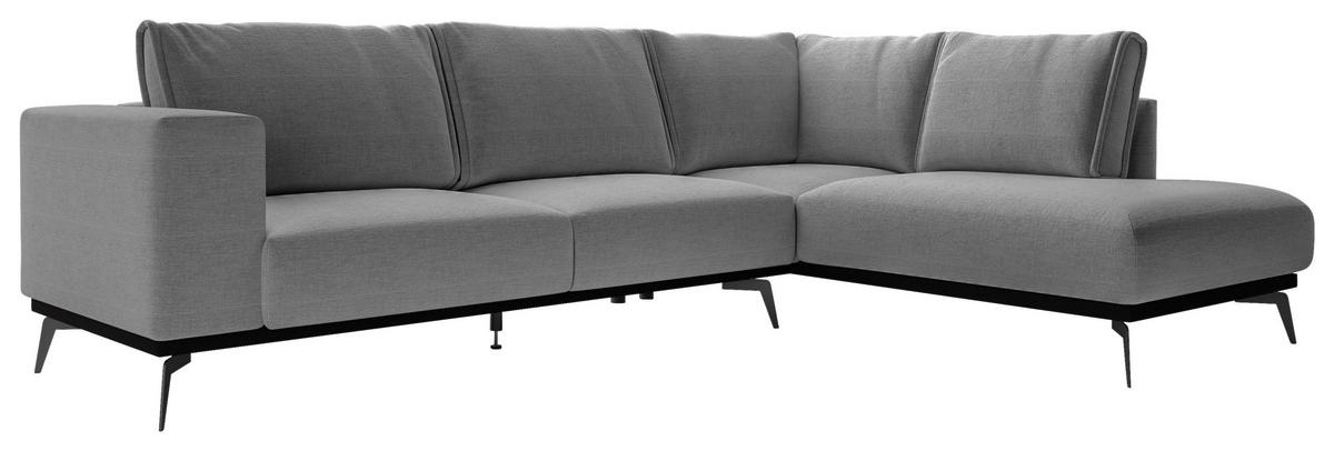 ECKSOFA in beflockt Dunkelgrau  - Dunkelgrau/Schwarz, Design, Holz/Textil (293/200cm) - MID.YOU