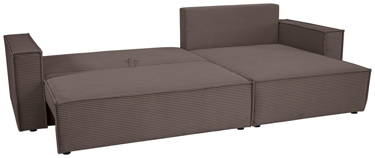 ECKSOFA Mokka Cord  - Schwarz/Mokka, Design, Textil (267/141cm) - Xora