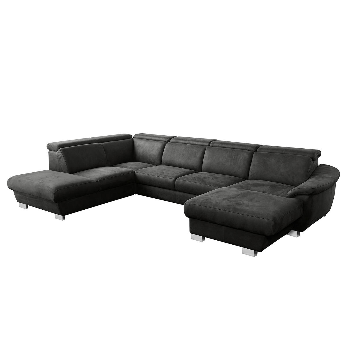 WOHNLANDSCHAFT Anthrazit Mikrofaser  - Chromfarben/Anthrazit, Design, Textil/Metall (273/347/238cm) - Livetastic