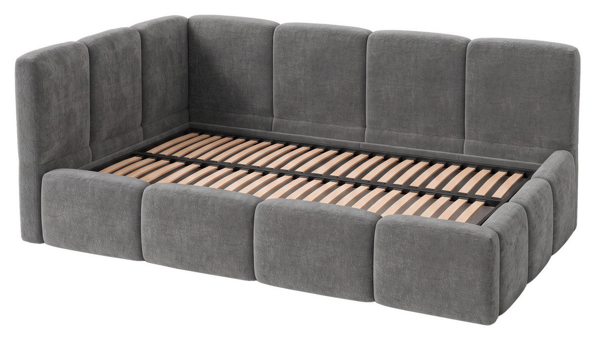 POLSTERBETT 140/200 cm,  in Anthrazit, Lattenrost, Bettkasten,  - Anthrazit/Schwarz, Design, Holz/Textil (140/200cm) - Chameo