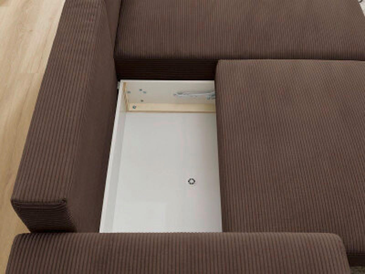 ECKSOFA Ottomane rechts  ATILLA Taupe Cord  - Taupe/Schwarz, MODERN, Kunststoff/Textil (244/149cm)