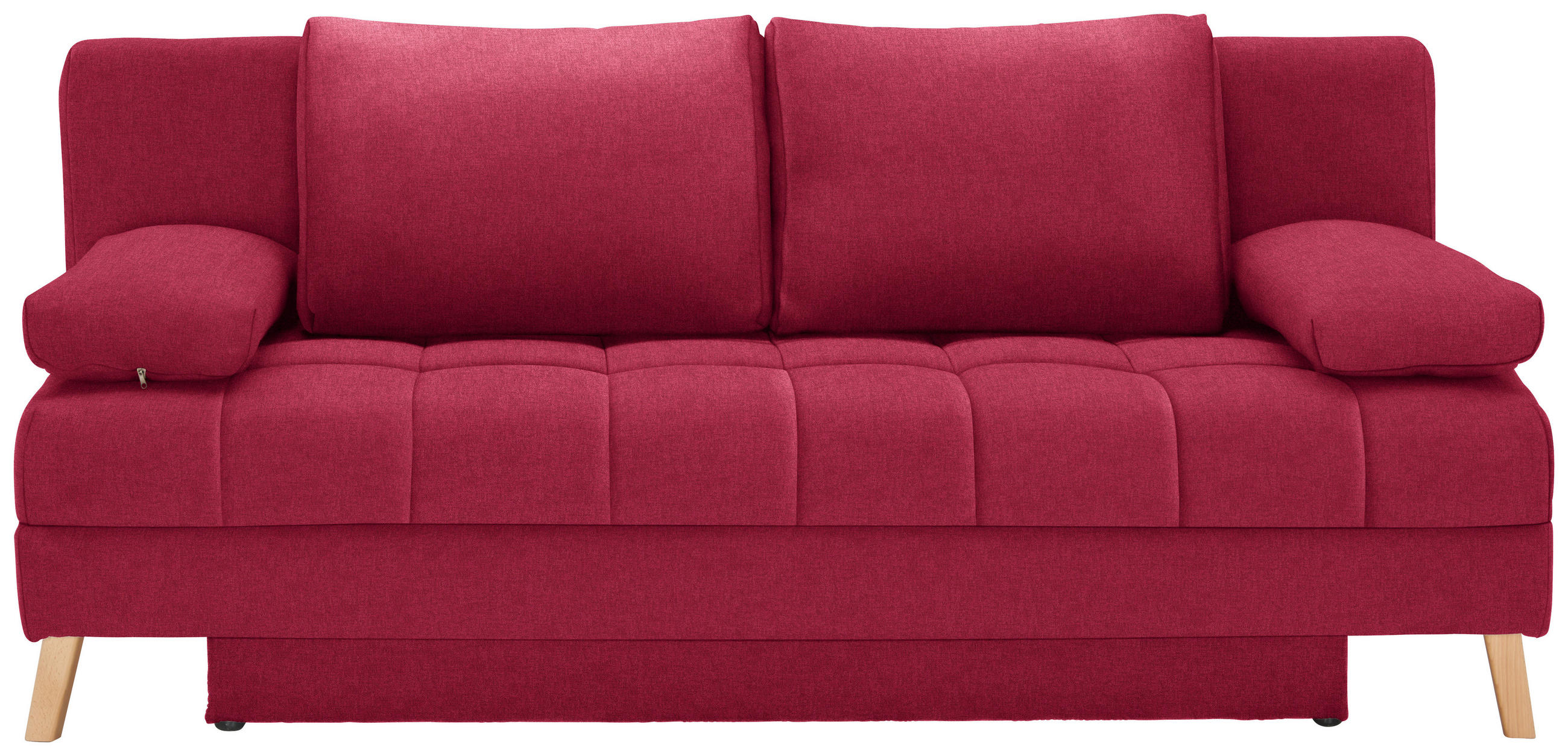 SCHLAFSOFA in Webstoff Rot  - Rot/Naturfarben, Konventionell, Holz/Textil (195/90/90cm) - Cantus