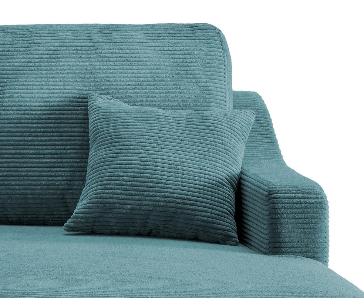 ECKSOFA in Cord Petrol  - Petrol/Naturfarben, Design, Holz/Textil (228/150cm) - P & B