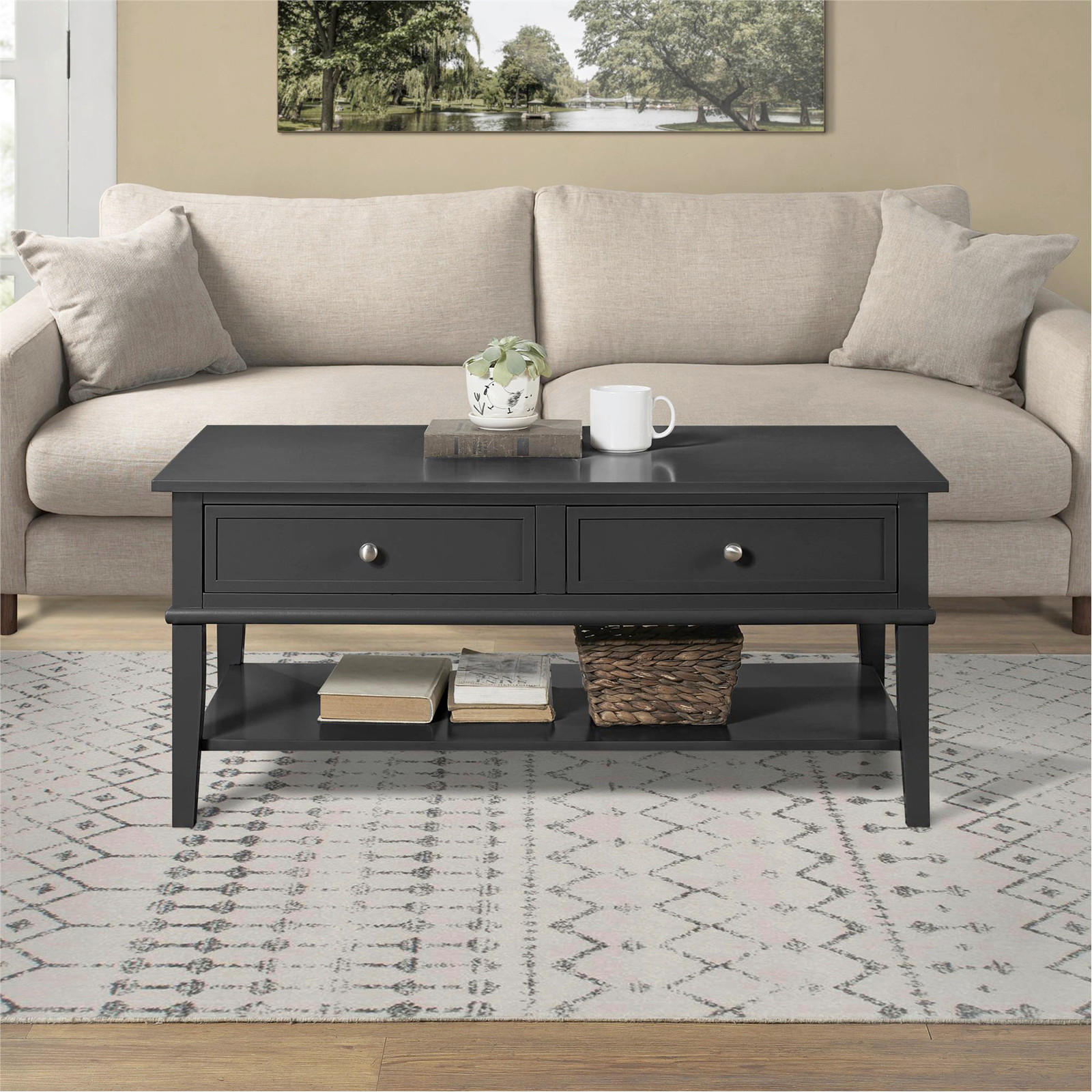 Thumbnail - Mid.you Couchtisch Franklin,Schwarz, Metall, 2 Schublade(n) Schubladen, eckig, 103x46x52 cm, Stauraum, einfacher Aufbau,...