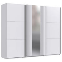 GARDEROB MED SKJUTDÖRRAR 250/216/65 cm 3-dörrar - vit, Trend, trämaterial/glas (250/216/65cm) - home24