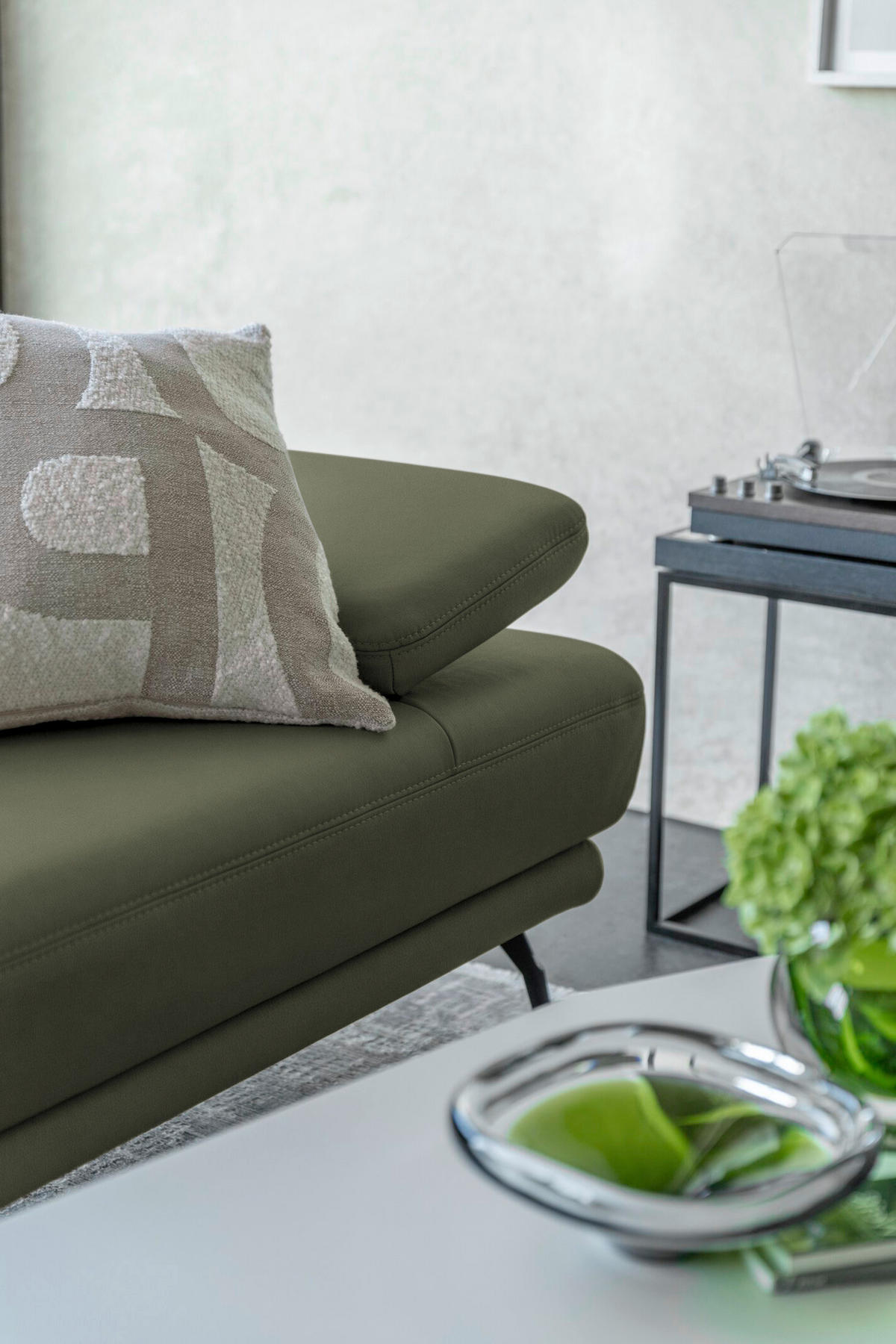 ECKSOFA JOOP! STUDIO in Echtleder Olivgrün  301/180 cm  - Schwarz/Olivgrün, KONVENTIONELL, Leder/Metall (301/180cm) - Joop!