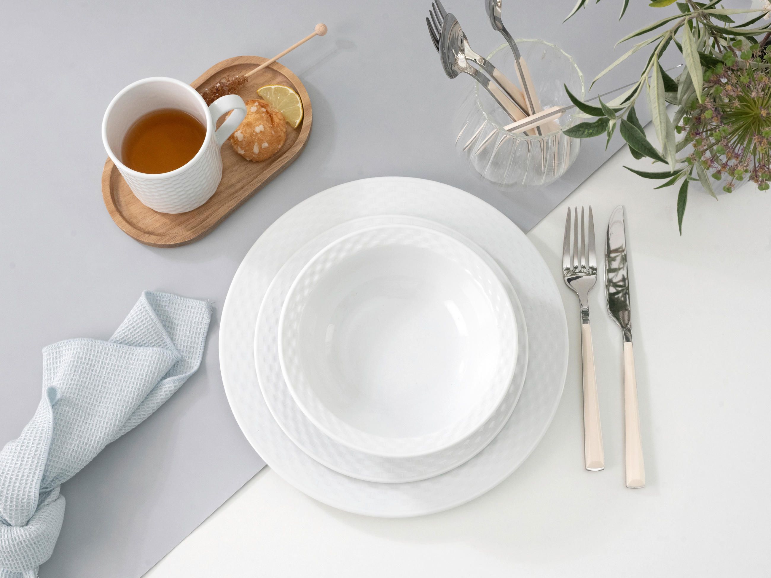 KOMBISERVICE Weiß Polo weiss 16-teilig 4 Personen  - Weiß, Basics, Keramik - Creatable