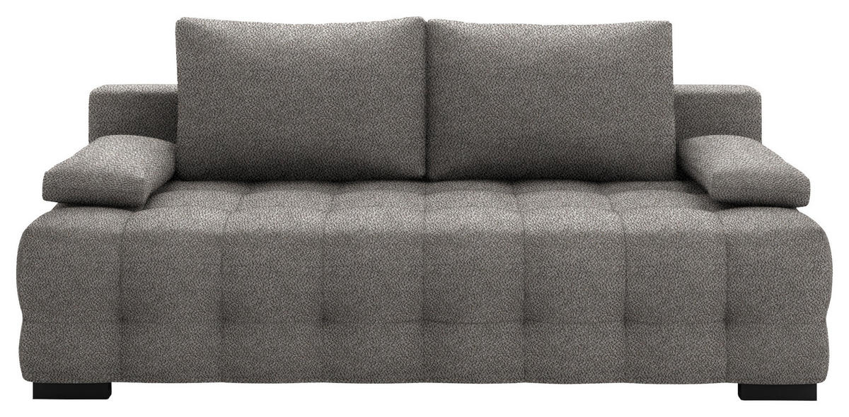 SCHLAFSOFA in Chenille, Plüsch Dunkelgrau  - Dunkelgrau/Schwarz, KONVENTIONELL, Kunststoff/Textil (209/96/100cm) - Stylife